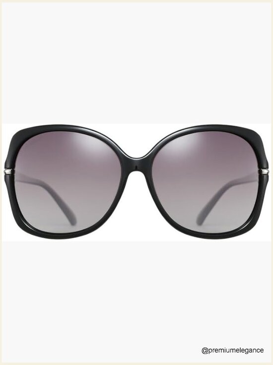 60mm Oversized Square Sunglasses with Crystal Decor, TR90 Frame UV400 Polarized